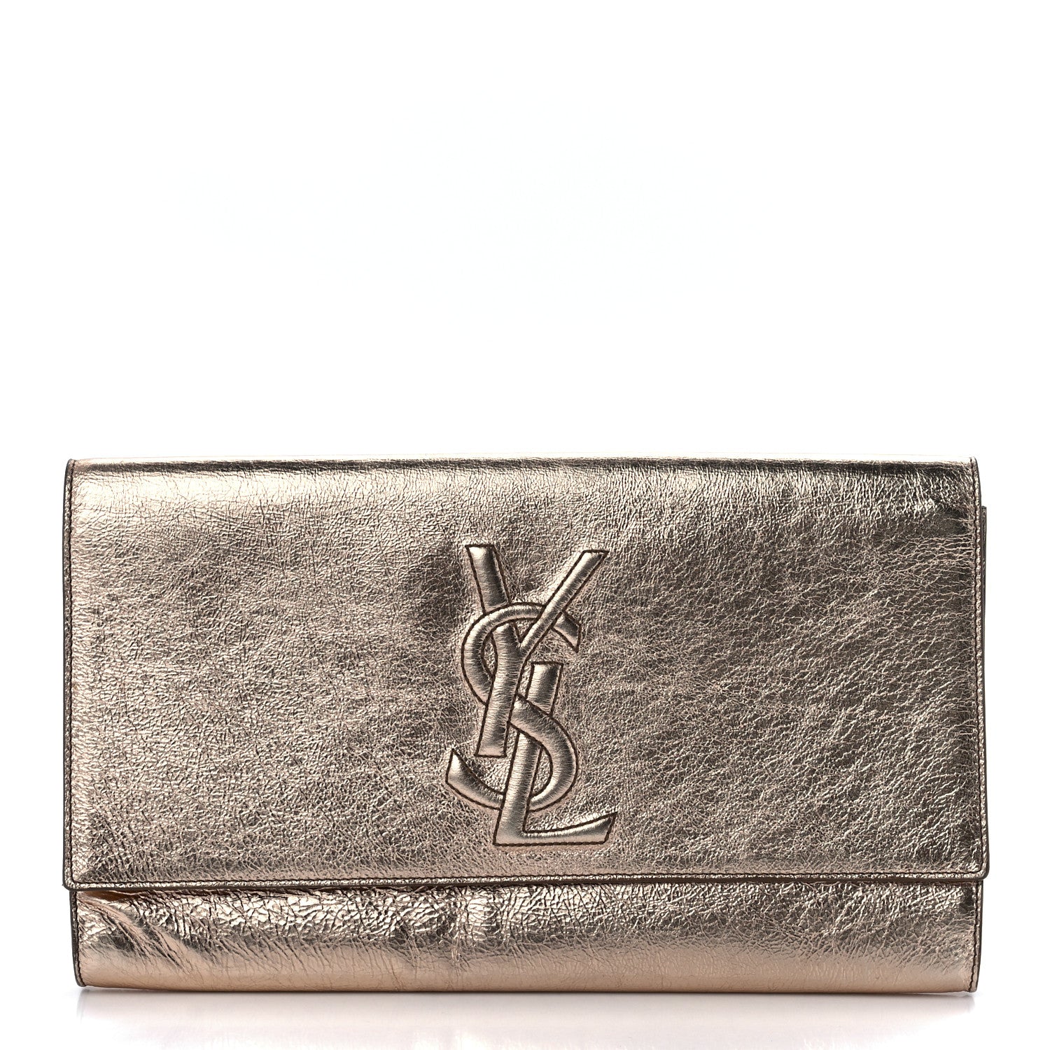 Saint Laurent Metallic Calfskin Large Belle De Jour Clutch Rose Gold 1 of 9