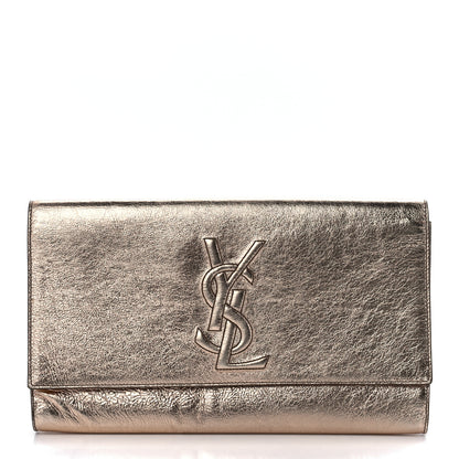 Saint Laurent Metallic Calfskin Large Belle De Jour Clutch Rose Gold 1 of 9