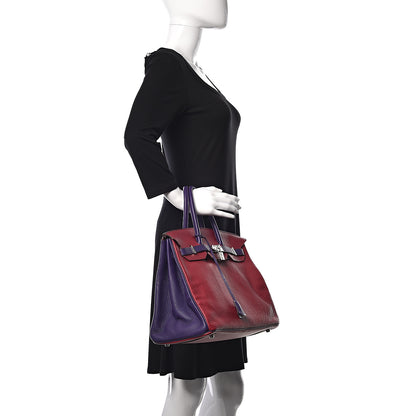 Hermes Togo Bi Color Horseshoe Birkin 35 Iris Rubis 2 of 14