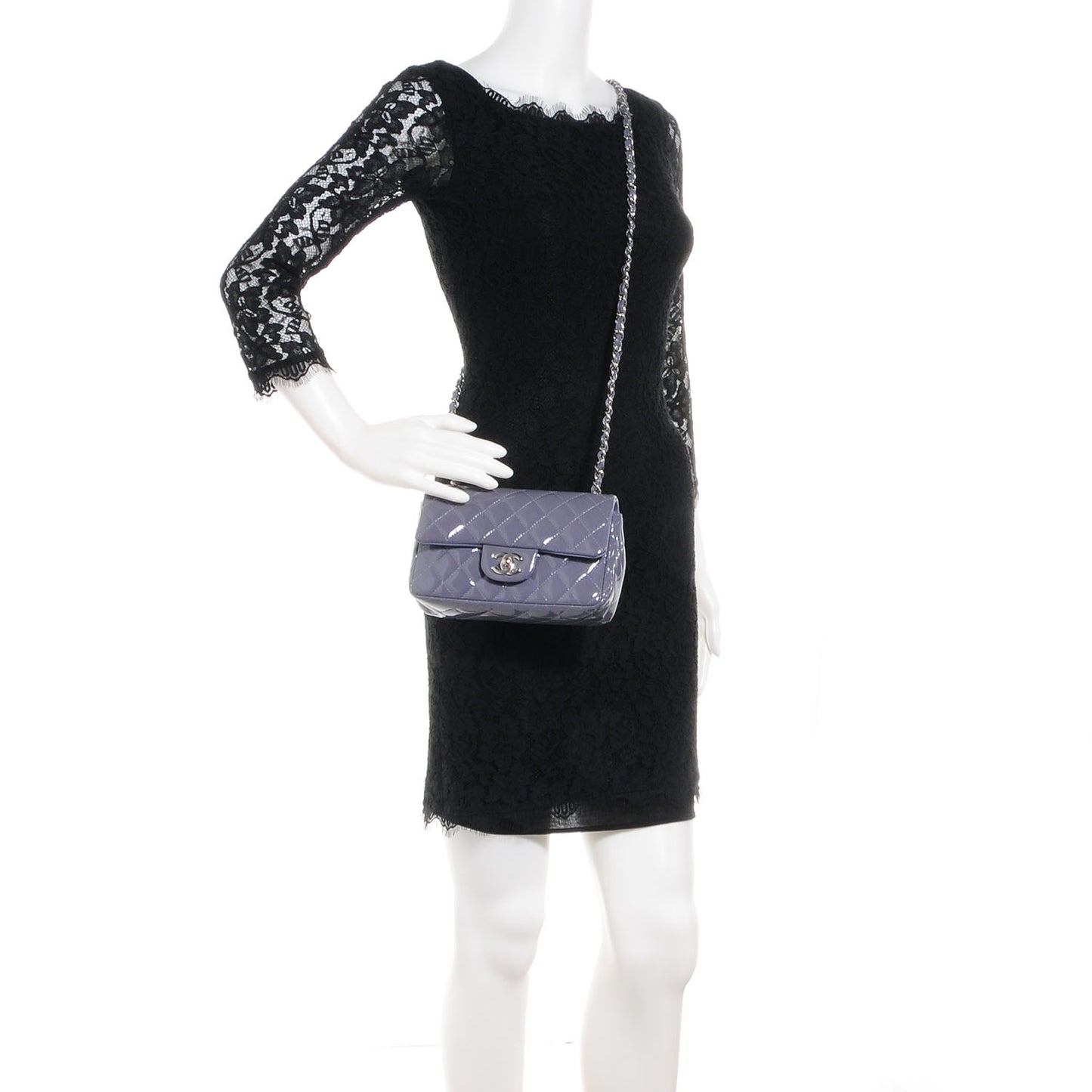 Patent Quilted Mini Flap Lavender