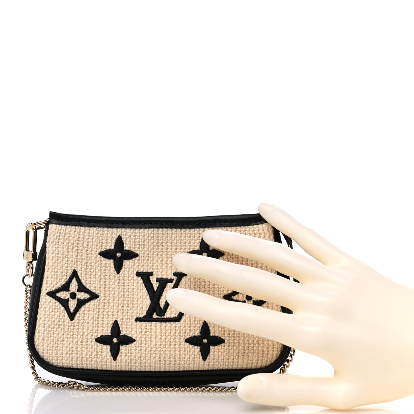 Cotton Monogram Giant Mini Pochette Accessories Beige Black