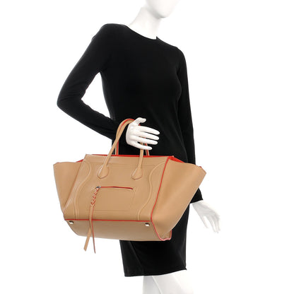 Celine Supple Calfskin Medium Phantom Luggage Beige Orange Trim 2 of 7