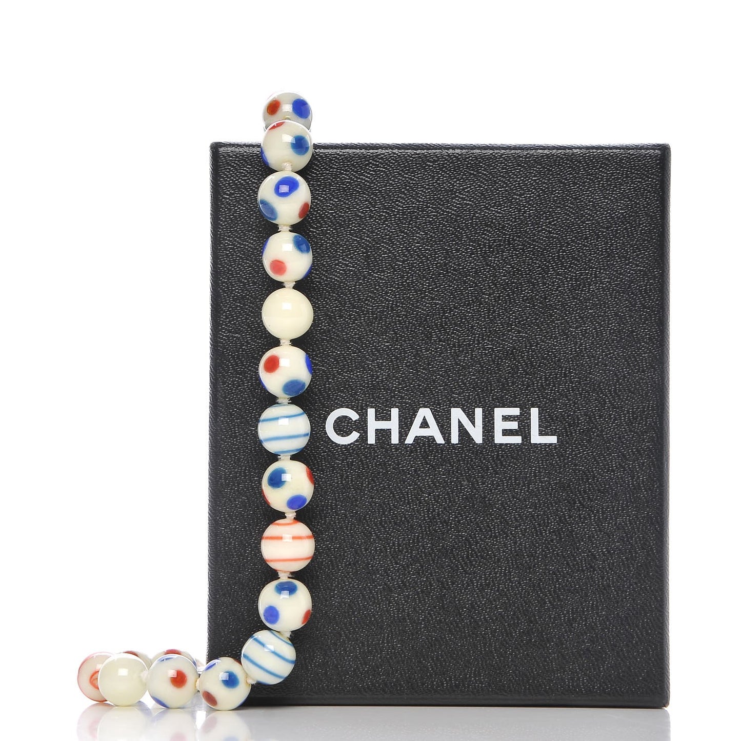 Painted Beaded CC Necklace White