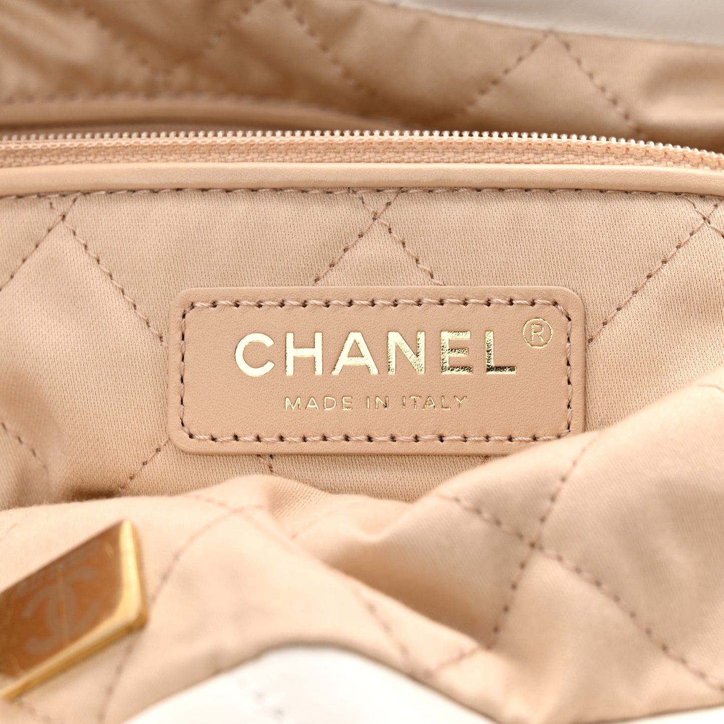 Shiny Calfskin Quilted Small Chanel 22 White