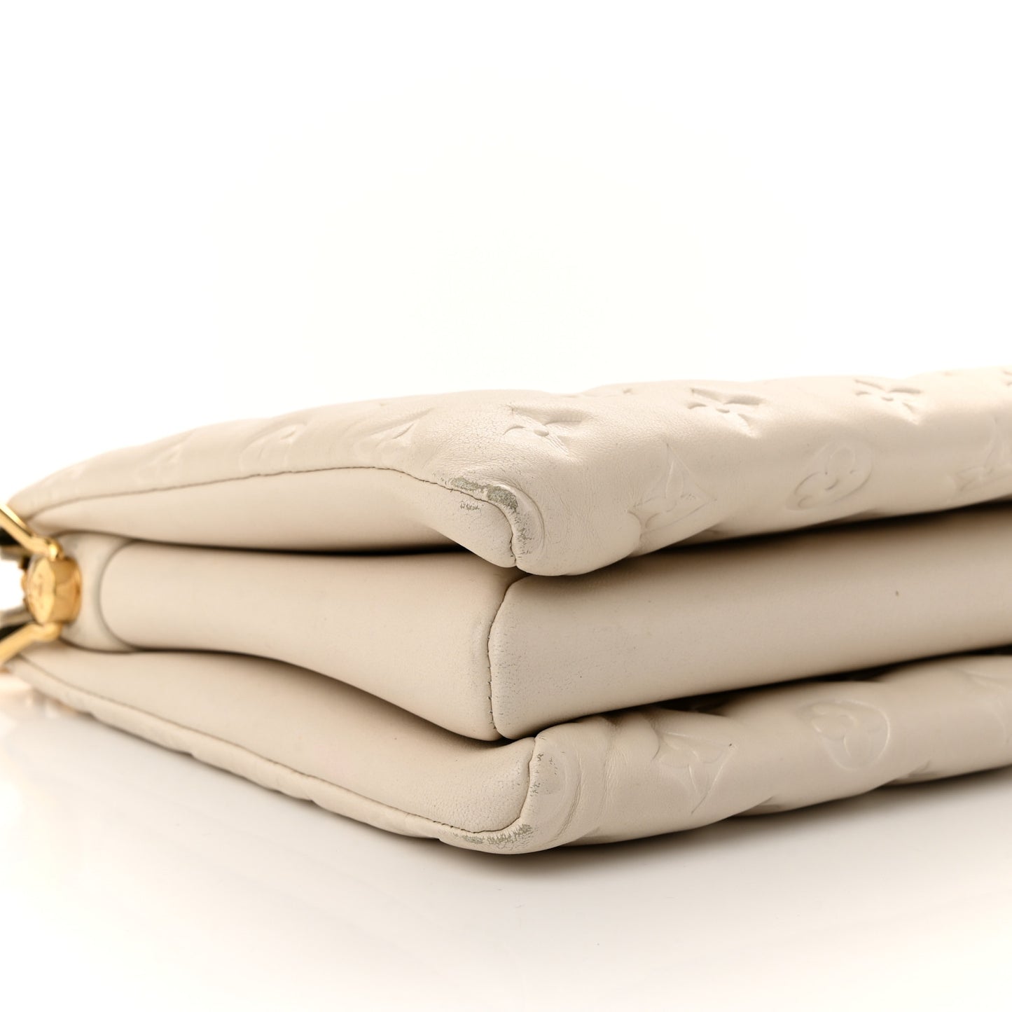 Lambskin Embossed Monogram Coussin PM Beige Cream