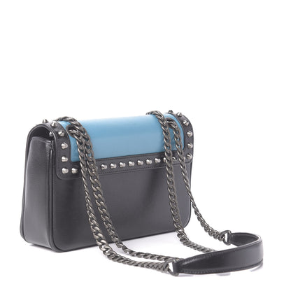 Prada Glace Calfskin Studded Crossbody Turchese Black 4 of 13