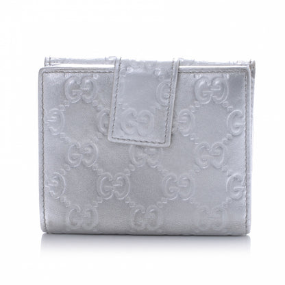 Gucci Guccissima Metal Bar French Flap Wallet Silver 3 of 8
