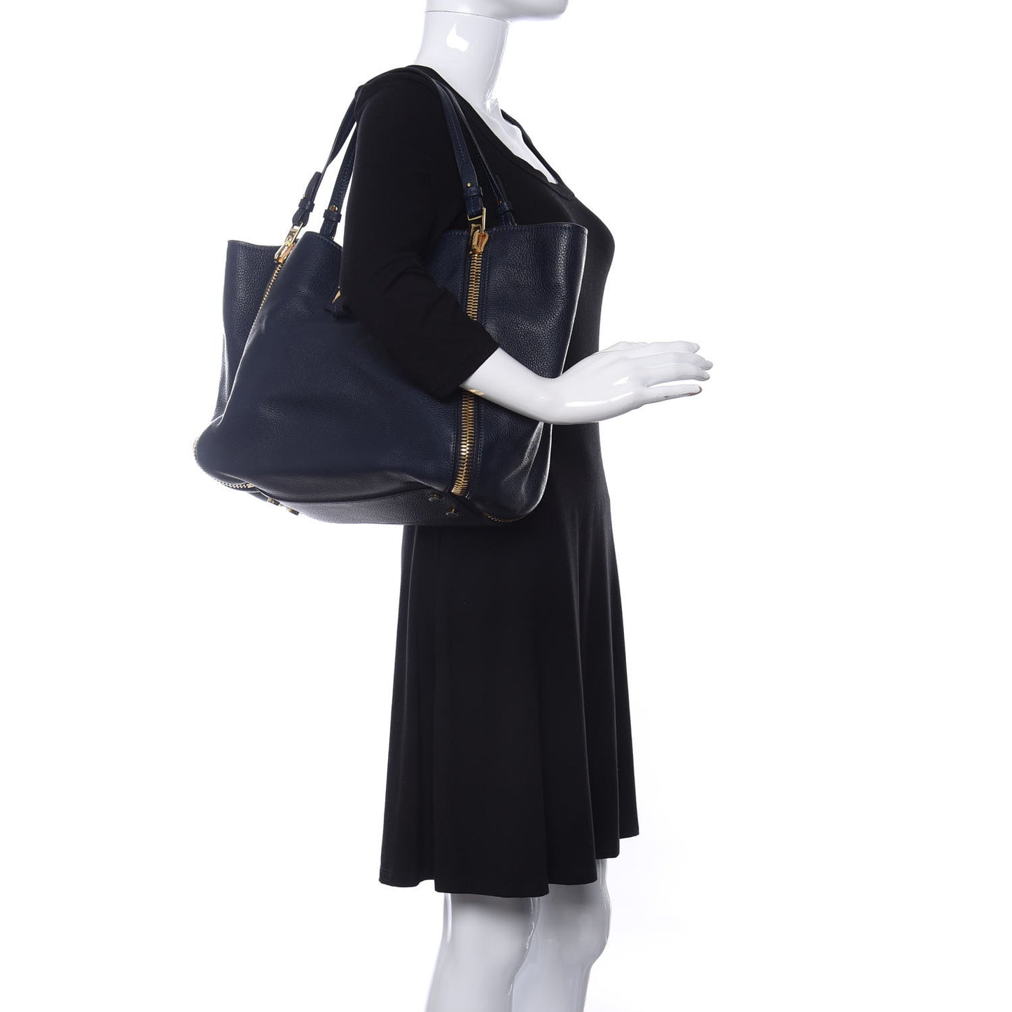 Grained Calfskin Sedgwick Medium Zipper Tote Sapphire Blue
