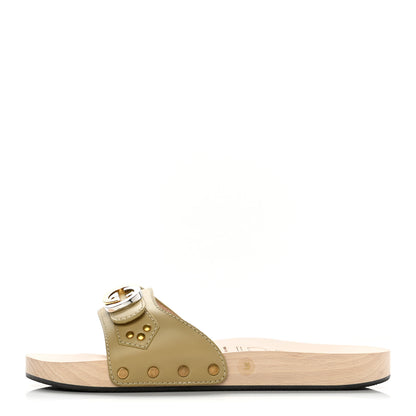 Gucci Calfskin Interlocking G Slide Sandals 39 Diagonal Beige 1 of 9