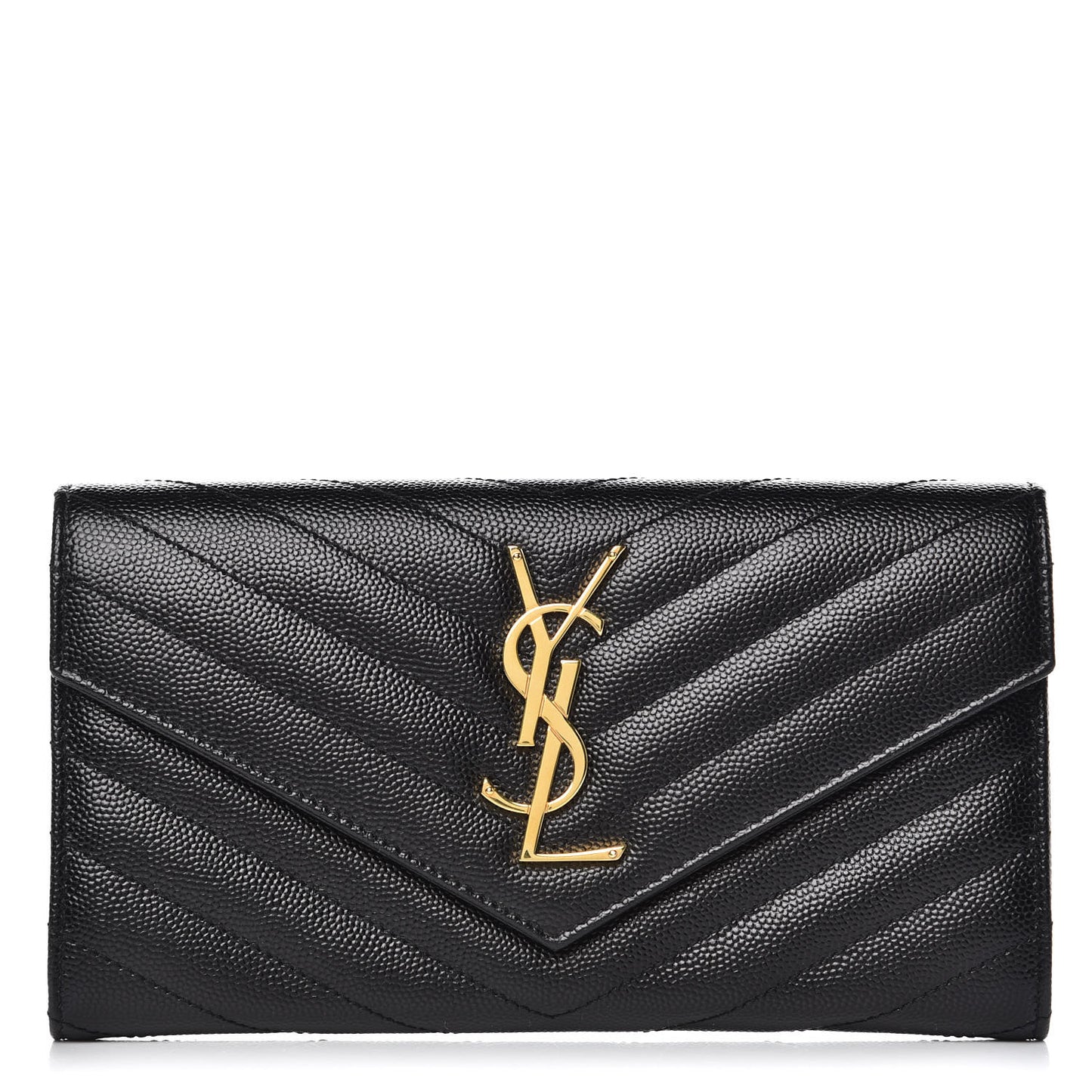 Grain De Poudre Matelasse Chevron Monogram Flap Wallet Black