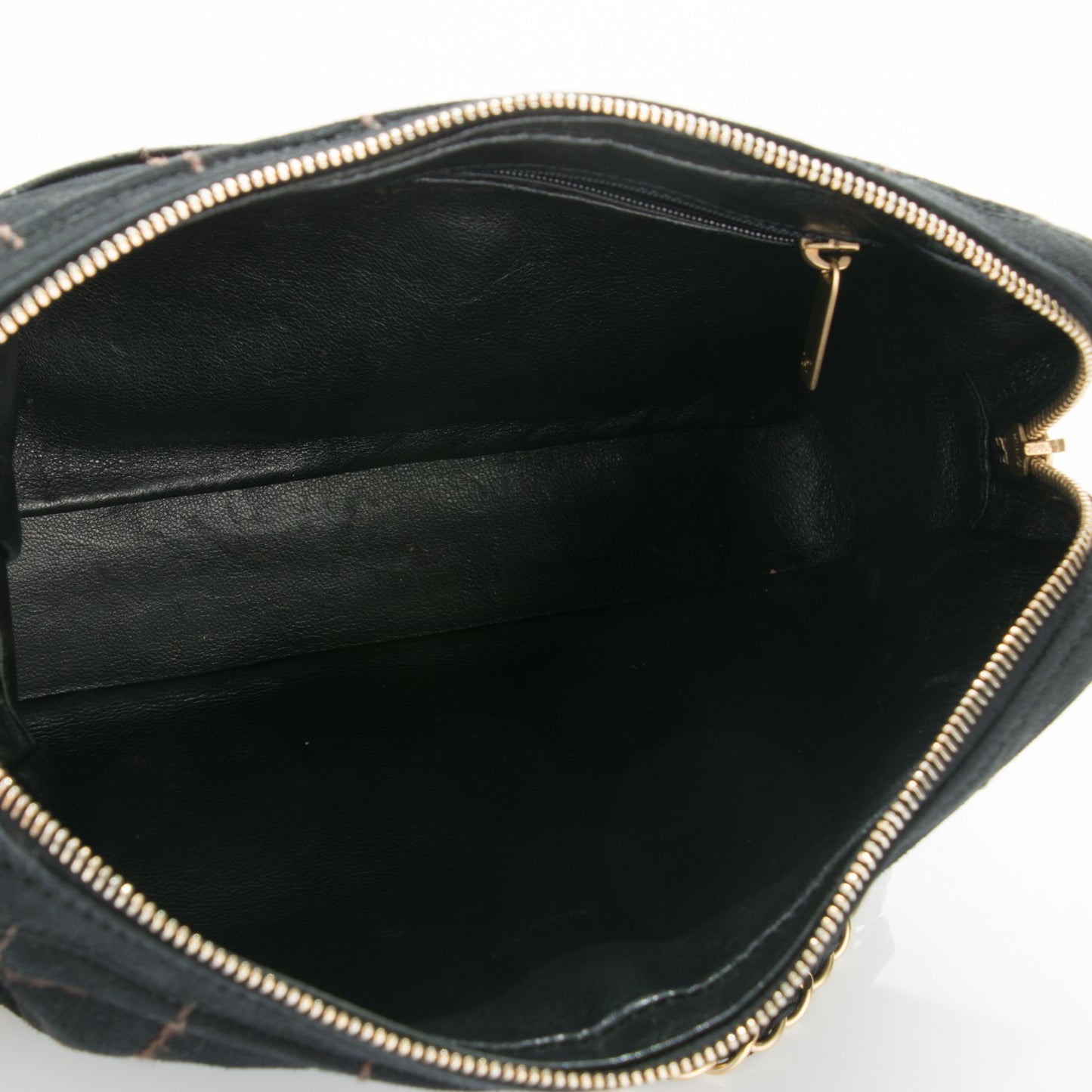 Suede Square Stitched Shoulder Bag Black