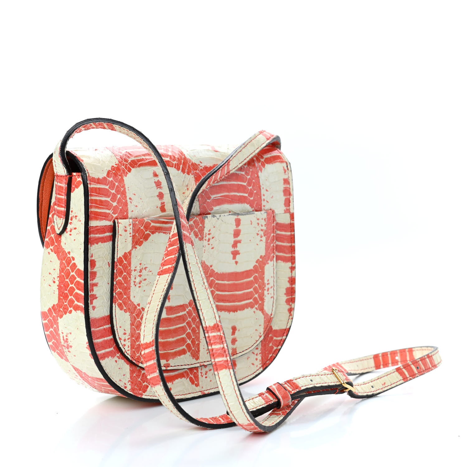 Celine Watersnake Small Trotteur Orange Beige 2 of 4