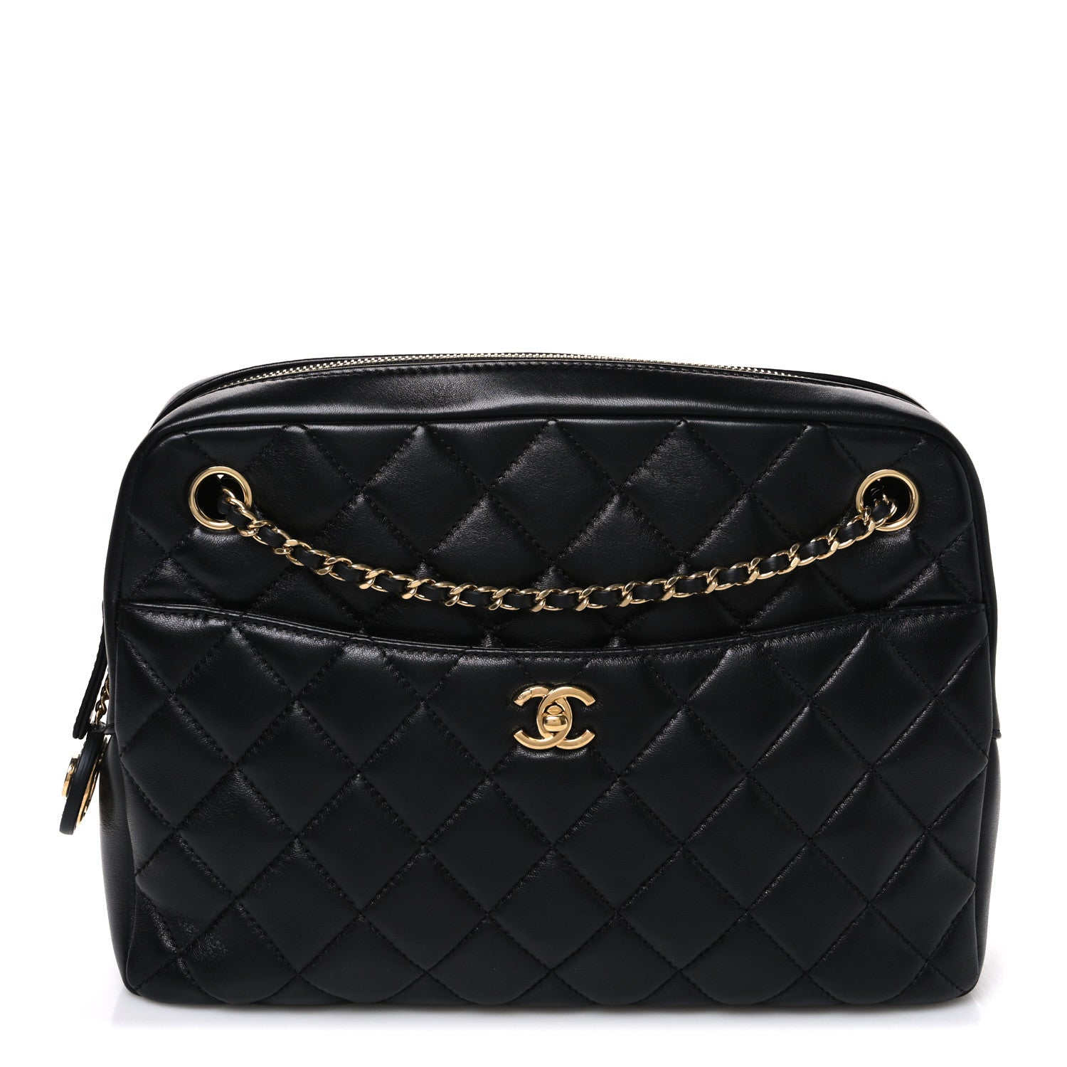 Chanel Lambskin Quilted Large Camera Case Black 1 of 10