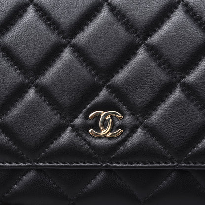 Chanel Lambskin Quilted Wallet On Chain WOC Black 14 of 15