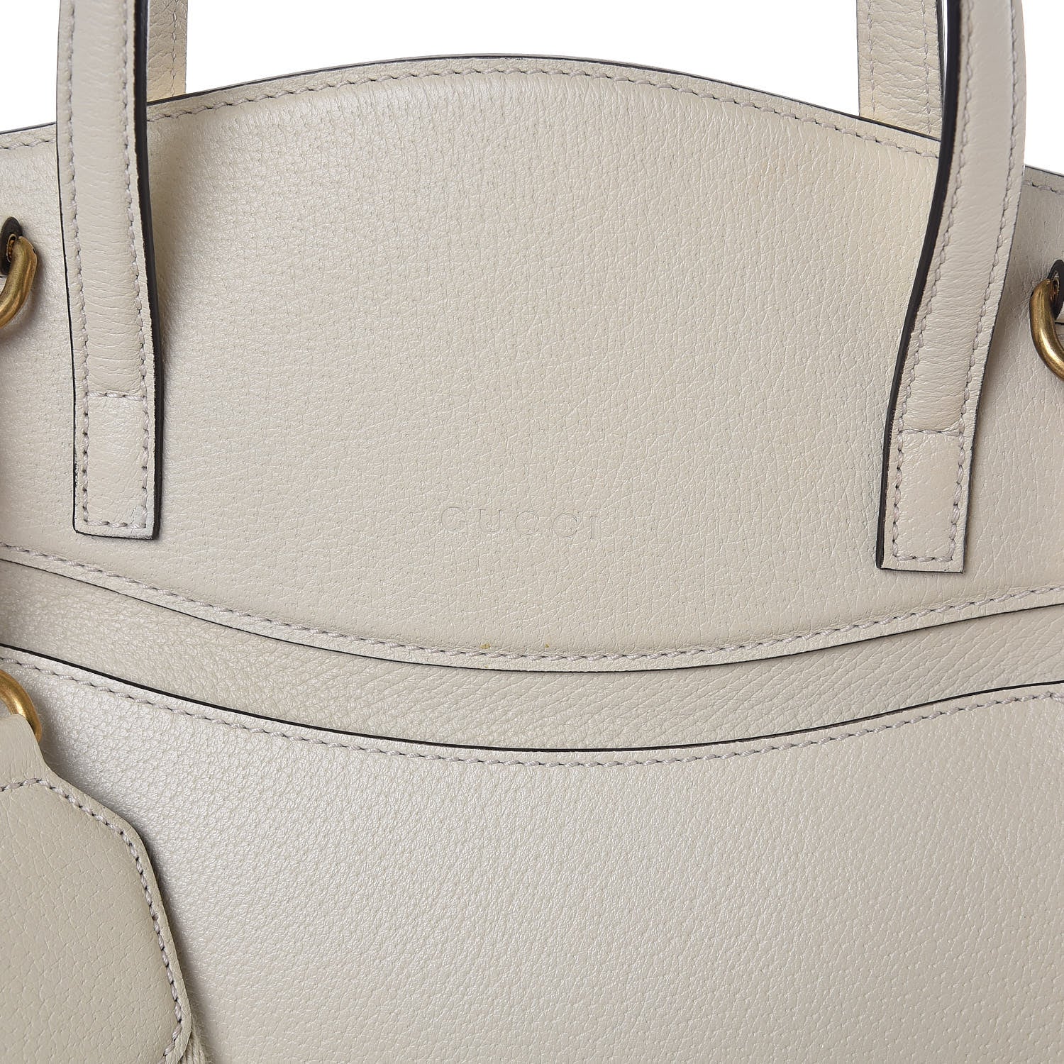 Gucci Grained Calfskin Web Stripe Butterfly Medium Totem Top Handle Bag White 10 of 13