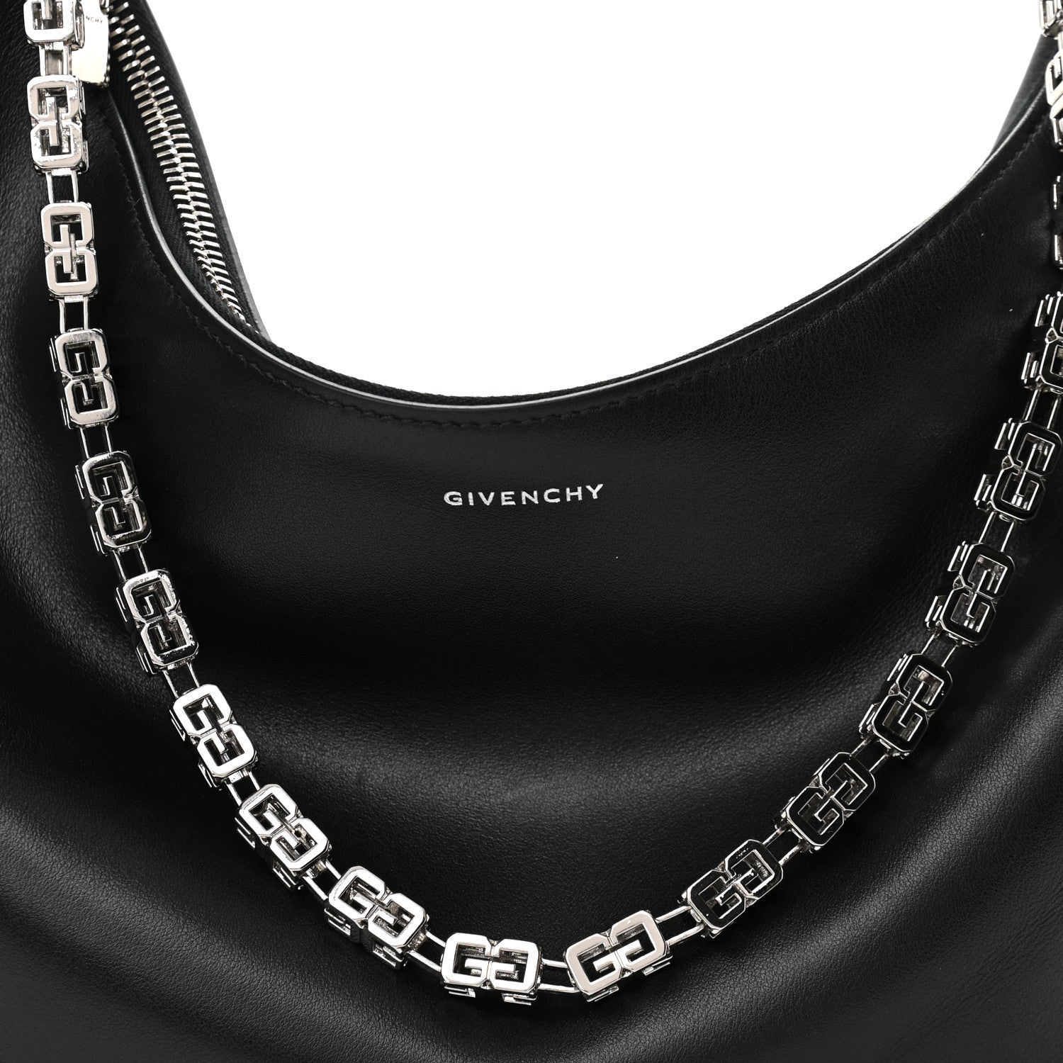 Givenchy Smooth Calfskin Medium Moon Cut Out Shoulder Bag Black 7 of 9