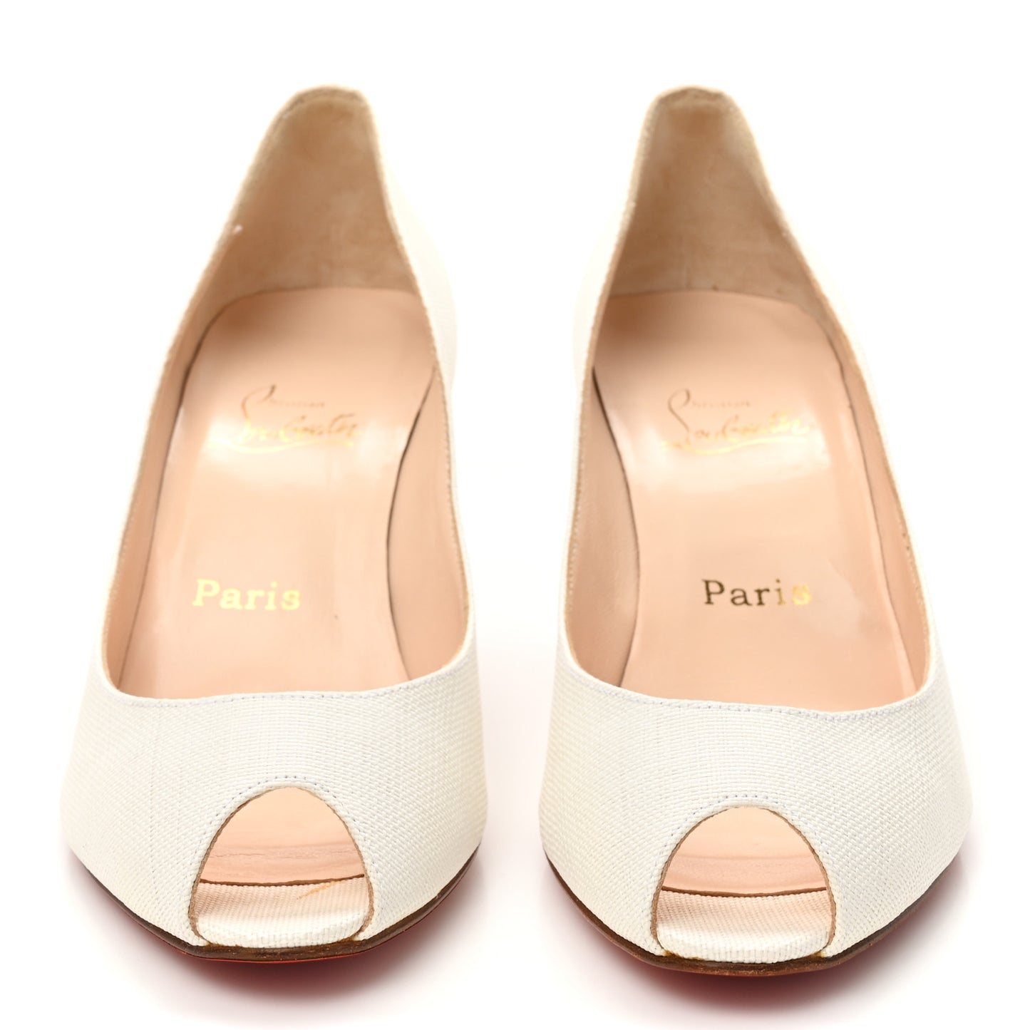 Canvas Peep Toe Pumps 40 White