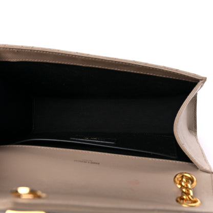 Saint Laurent Grain De Poudre Textured Mixed Matelasse Medium Triquilt Monogram Satchel Dark Beige 5 of 16