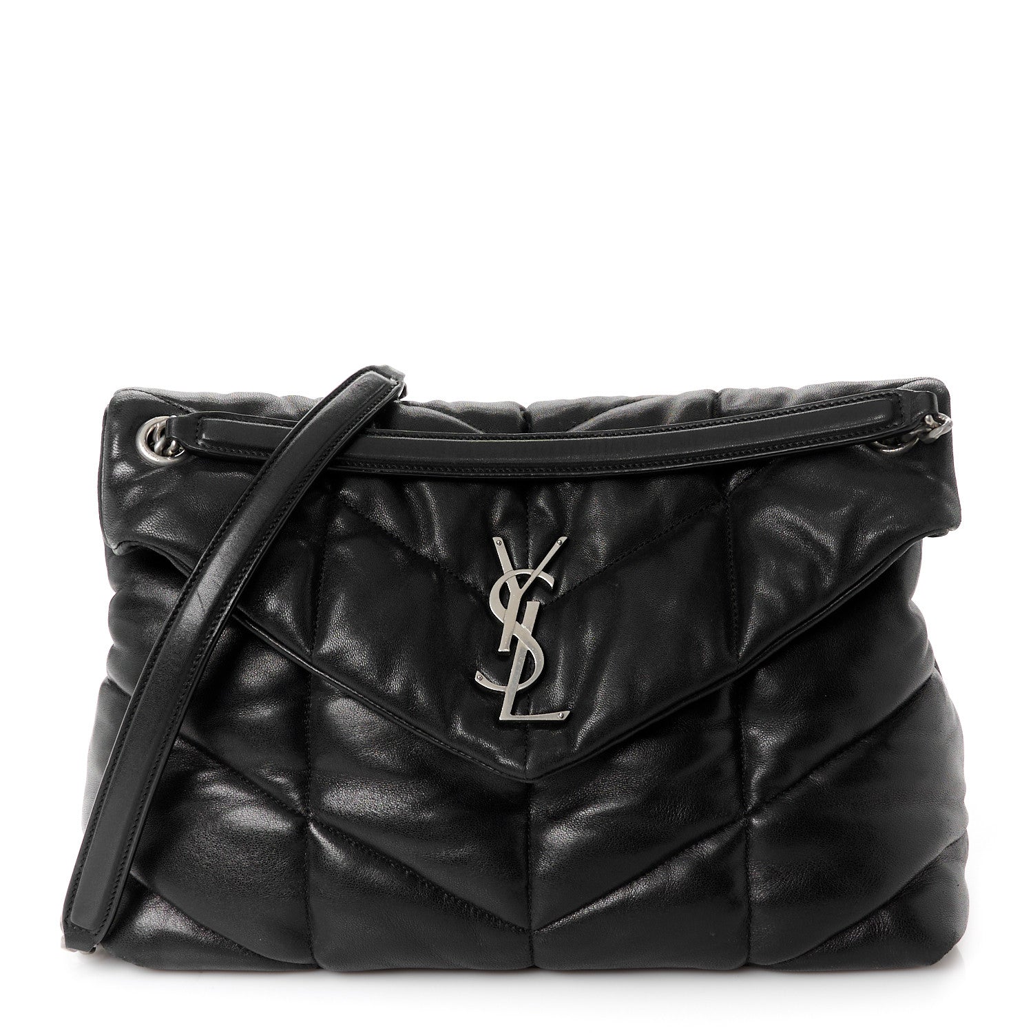 Saint Laurent Lambskin Quilted Toy Loulou Puffer Monogram Chain Satchel ...