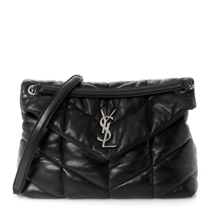 Saint Laurent Lambskin Quilted Toy Loulou Puffer Monogram Chain Satchel Black 1 of 11