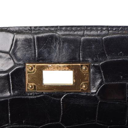 Hermes Shiny Porosus Crocodile Kelly Sellier 32 Black 10 of 28