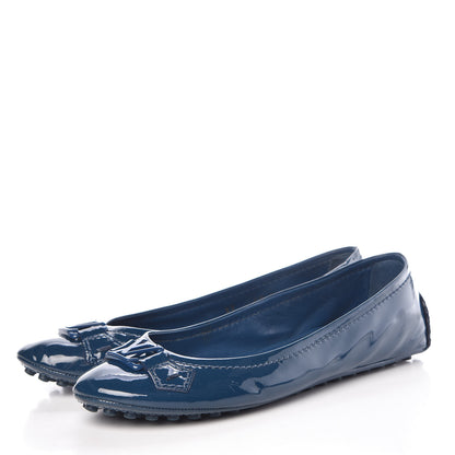 Louis Vuitton Patent Calfskin Oxford Ballerina Flats 37 Blue 3 of 13