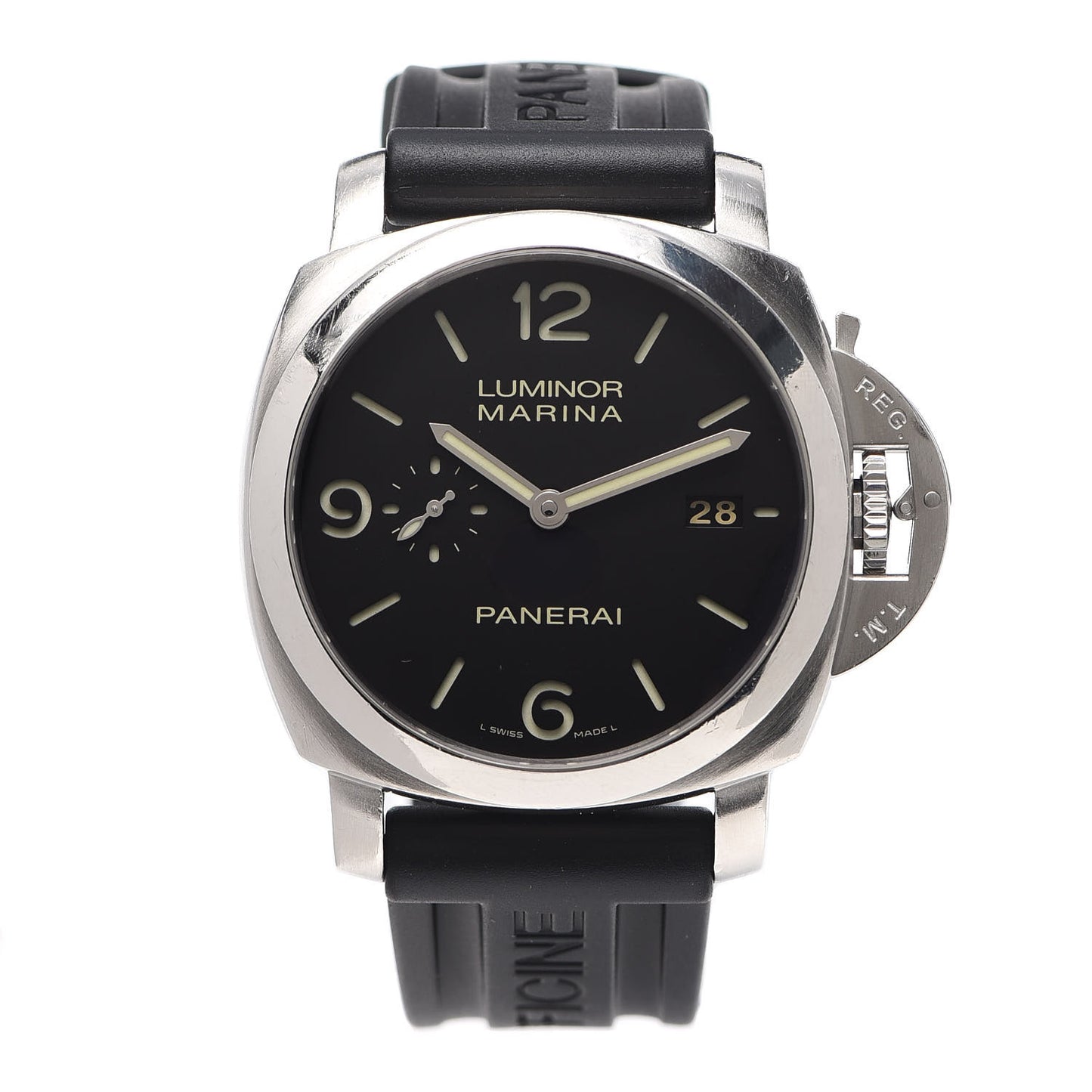 Stainless Steel Rubber 44mm Luminor Marina Manual Winding Watch Black PAM00312