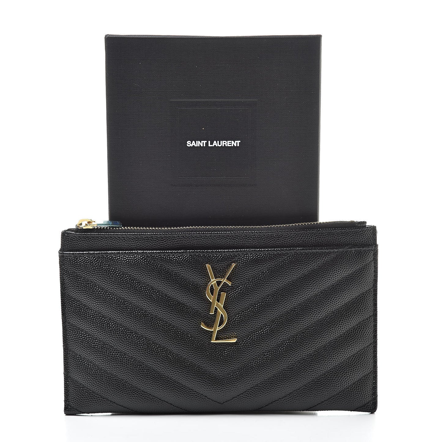 Grain De Poudre Chevron Monogram Bill Pouch Black