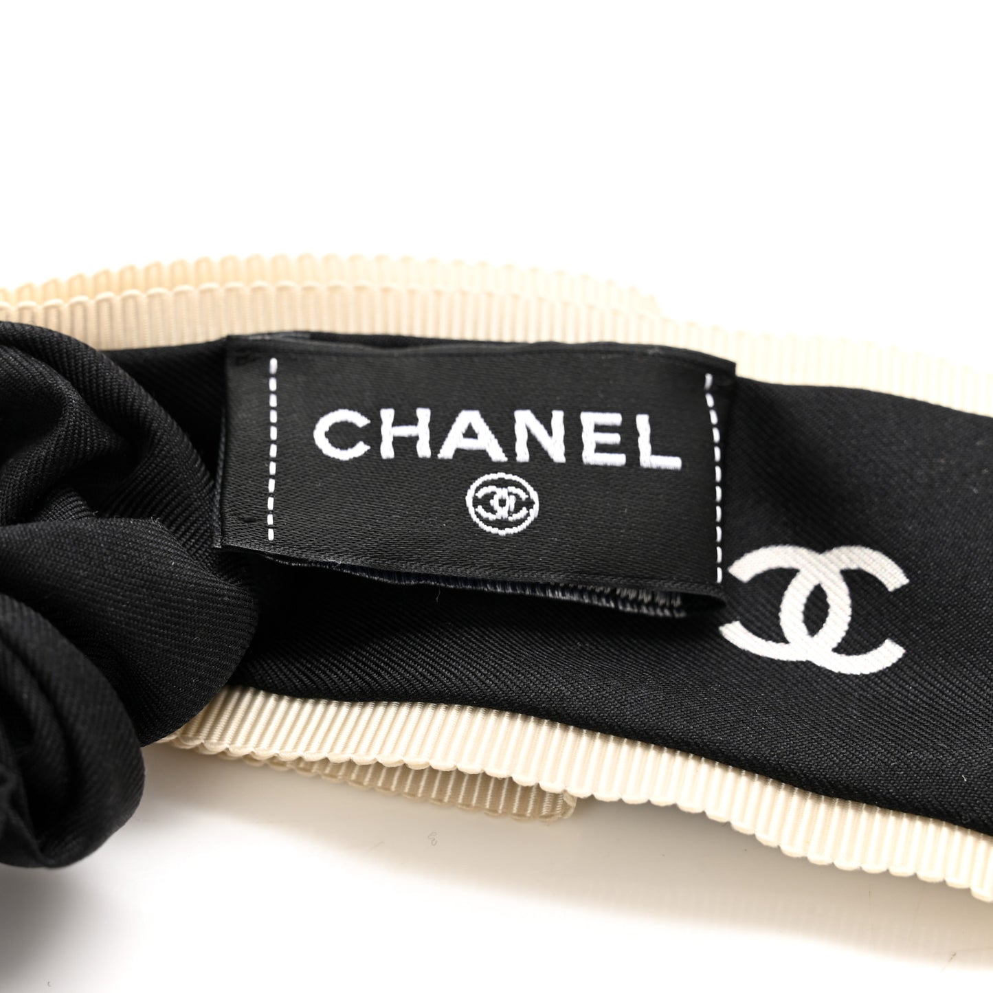 Silk Hair Tie Black Ivory