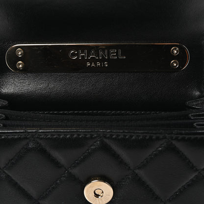 Chanel Lambskin Quilted Top Handle Flap Clutch With Chain Black 11 of 12