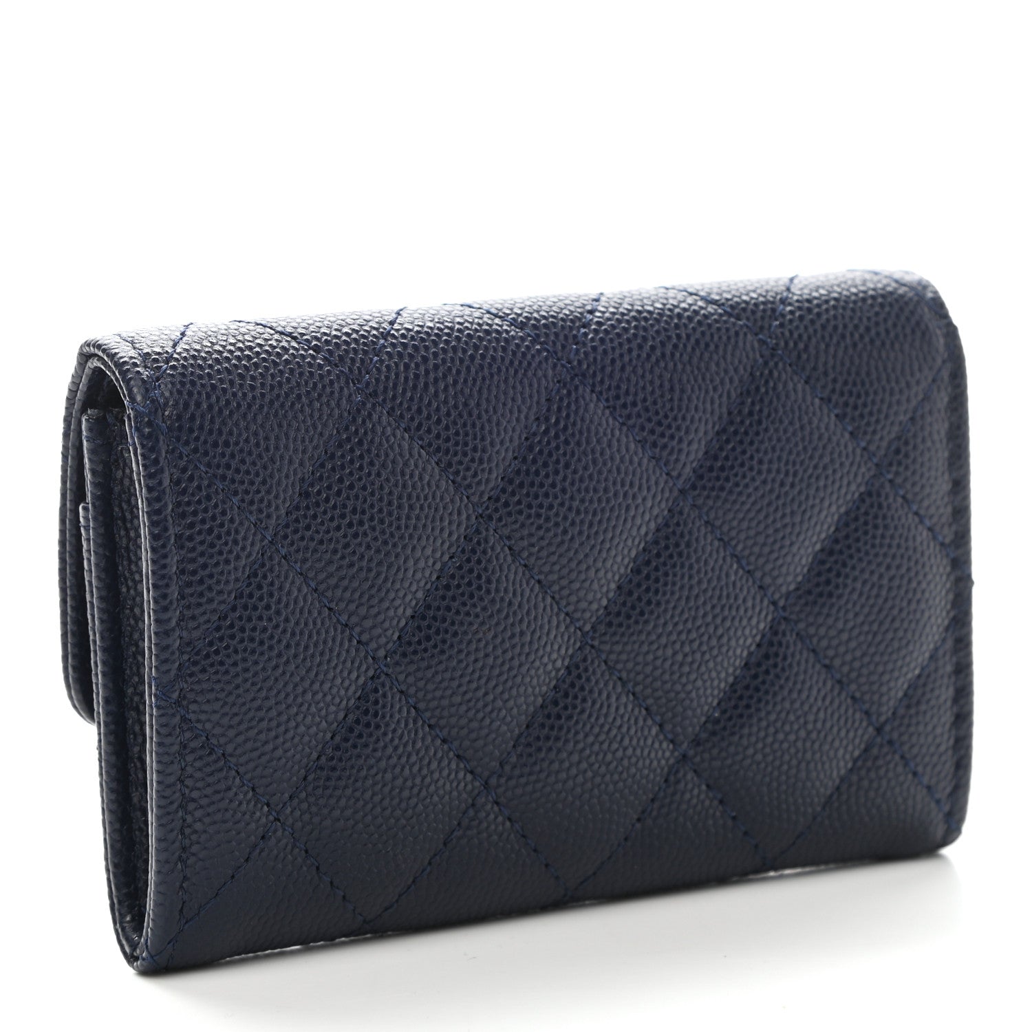 Chanel Caviar Quilted Crystal CC Flap Card Holder Navy Blue 3 of 8
