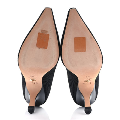 Christian Dior Technical Canvas Ribbon Embroidered J'Adior 65mm Pumps 36.5 Black 5 of 9