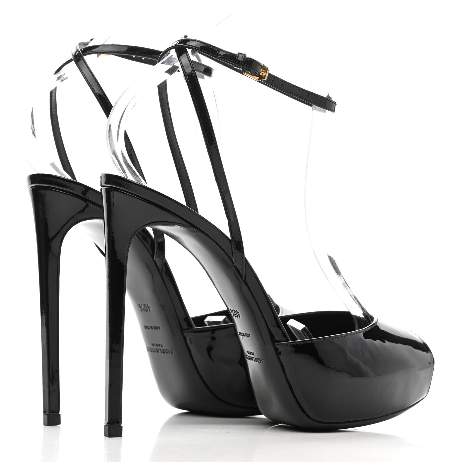 Saint Laurent Patent Tribute Lips Platform Sandals 40.5 Black 4 of 10