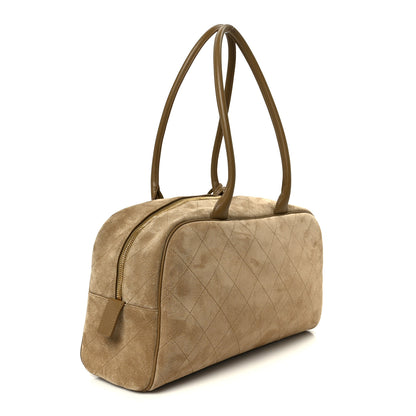 Chanel Suede Calfskin Large Perfect Bowling Bag Dark Beige 3 of 18