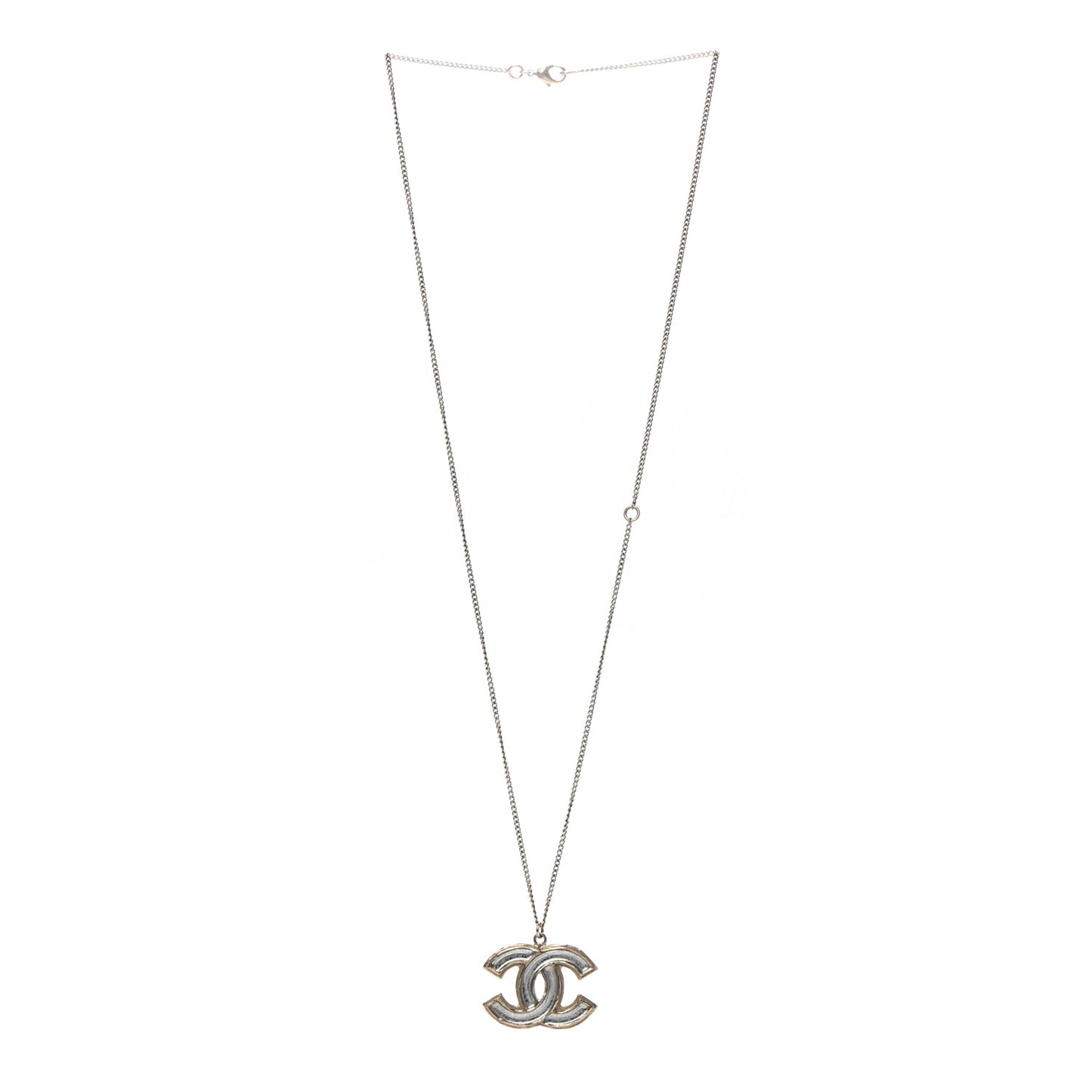 Metal CC Pendant Necklace Gold Silver