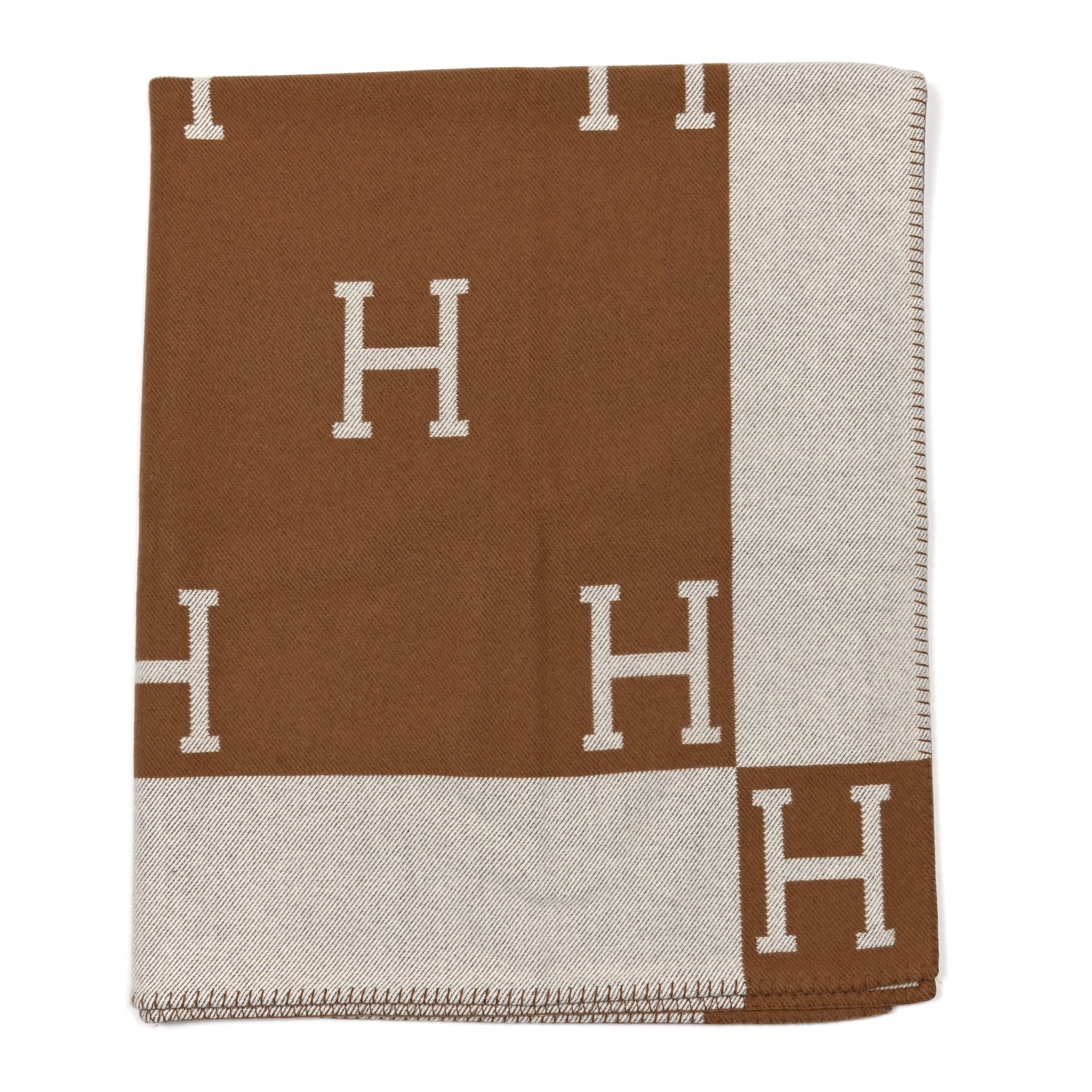 Hermes Wool Cashmere Avalon Blanket Ecru Camel 1 of 3