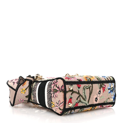 Christian Dior Canvas Petites Fleurs Embroidered Mini Lady D-Lite Rose Multicolor 4 of 11