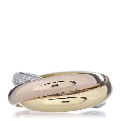 Cartier 18K White Yellow Pink Gold Diamond Classic Trinity Paved Ring 53 6.5 3 of 6