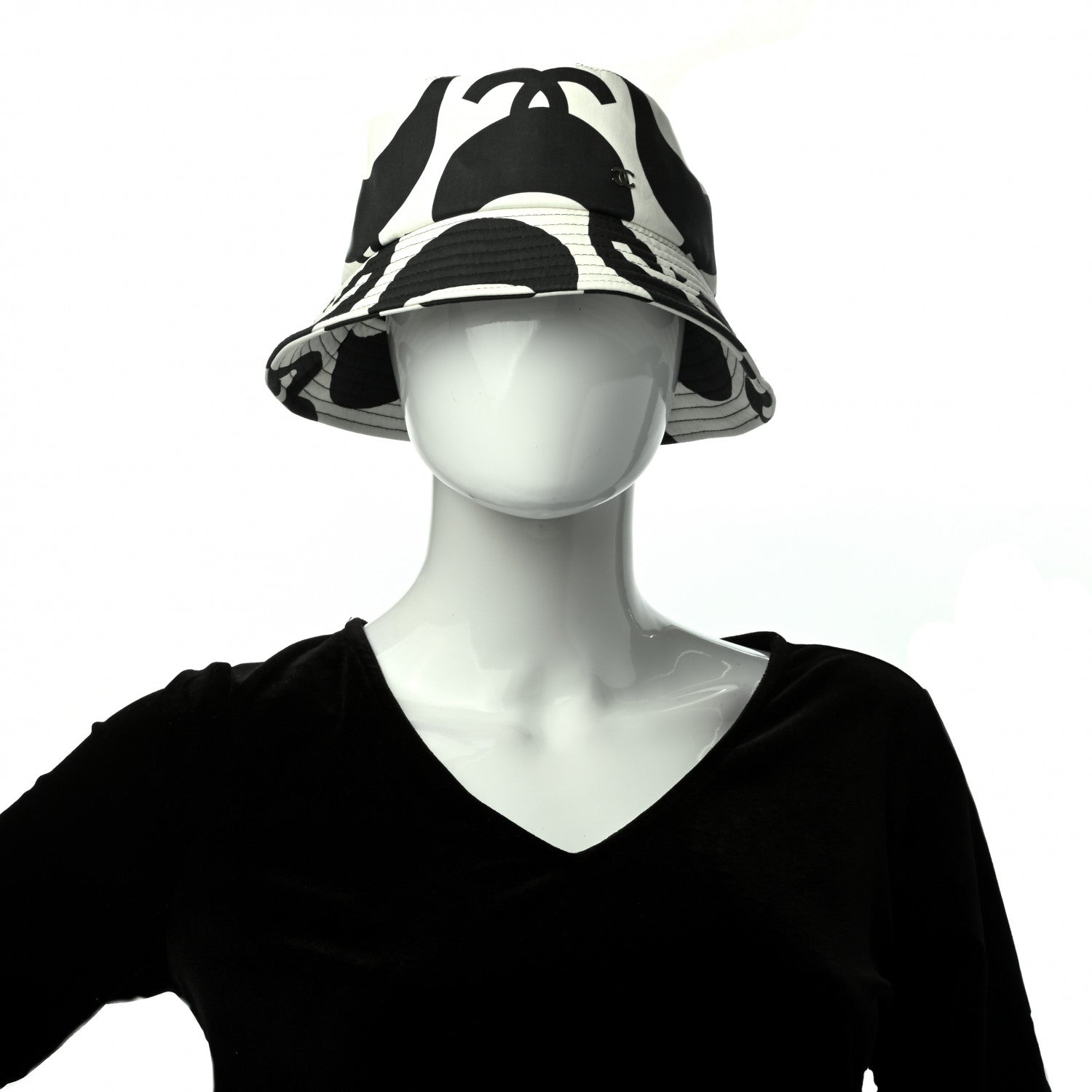 Chanel Cotton CC Bucket Hat L Black White 2 of 8