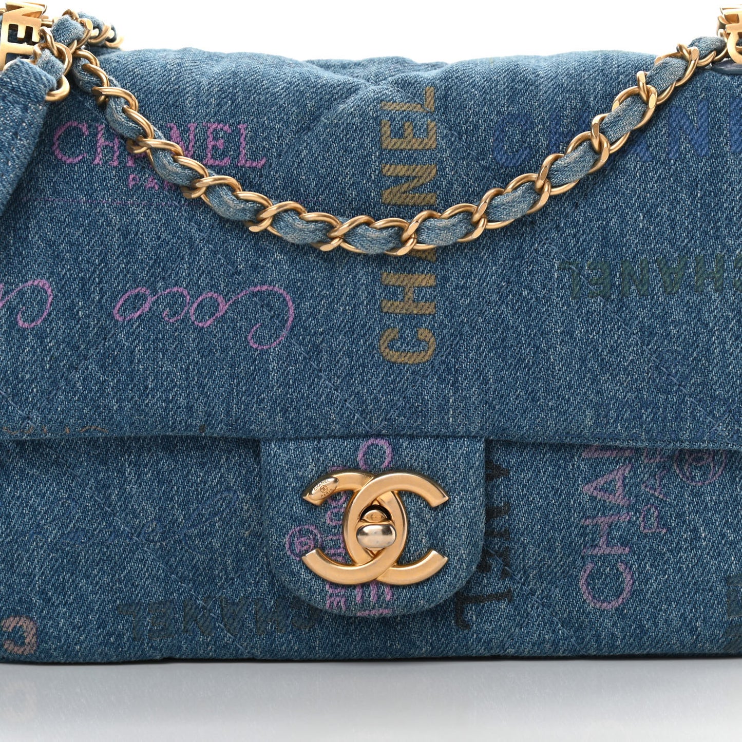 Denim Quilted Mini Denim Mood Rectangular Flap Blue Multicolor