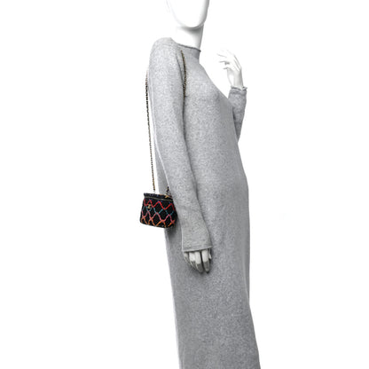 Chanel Tweed Diamond Threaded CC Pearl Crush Mini Vanity Case With Chain Black Multicolor 2 of 14