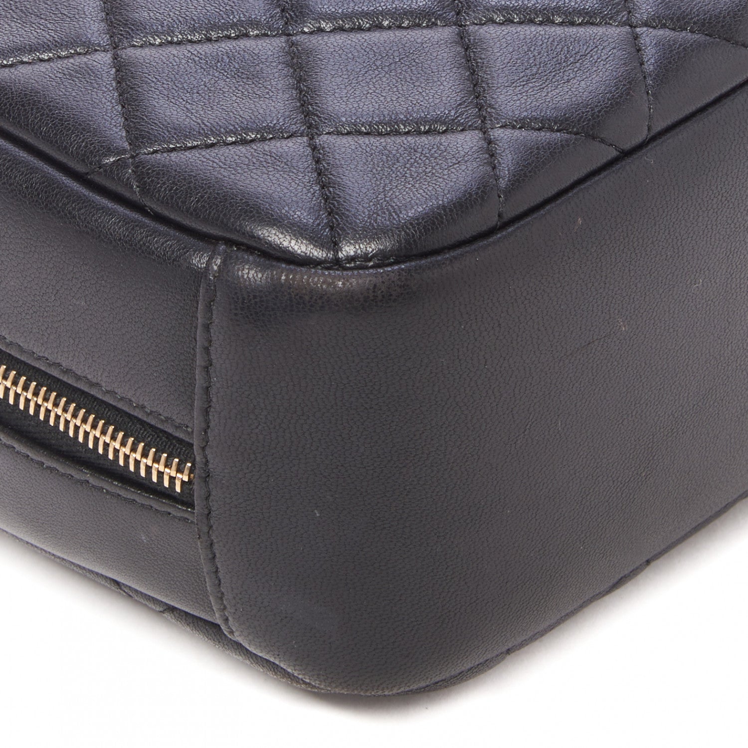 Chanel Lambskin Quilted Medium Curvy Pouch Cosmetic Case Black 7 of 9