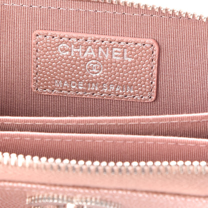 Chanel Metallic Caviar Chevron Quilted Vintage Mademoiselle Zip Coin Purse Pink 7 of 10