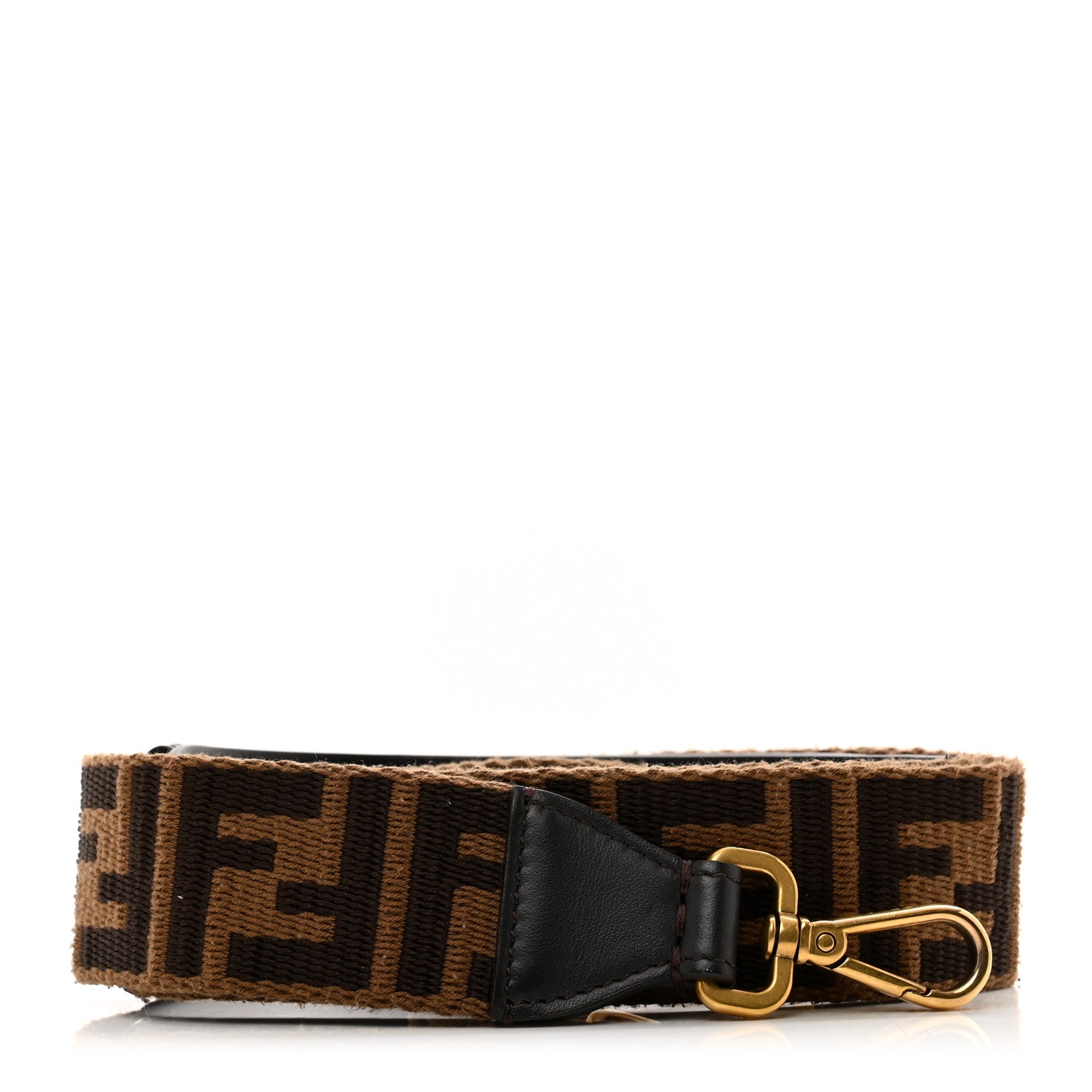 Fendi Ribbon Vitello Century FF 1974 Flat Studded Strap You Fango Marrone Ebano 1 of 5