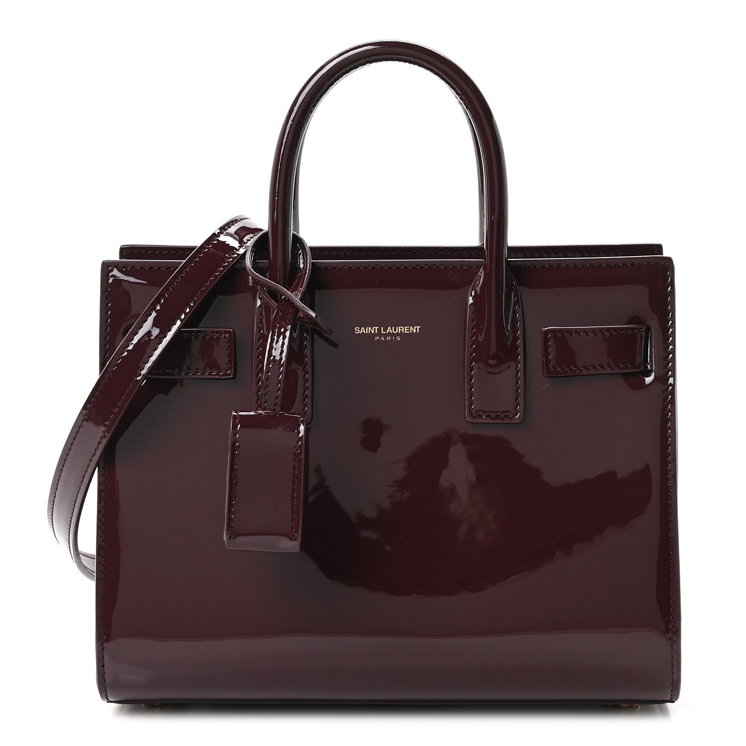 Saint Laurent Patent Nano Sac de Jour Dark Red Wine 1 of 9