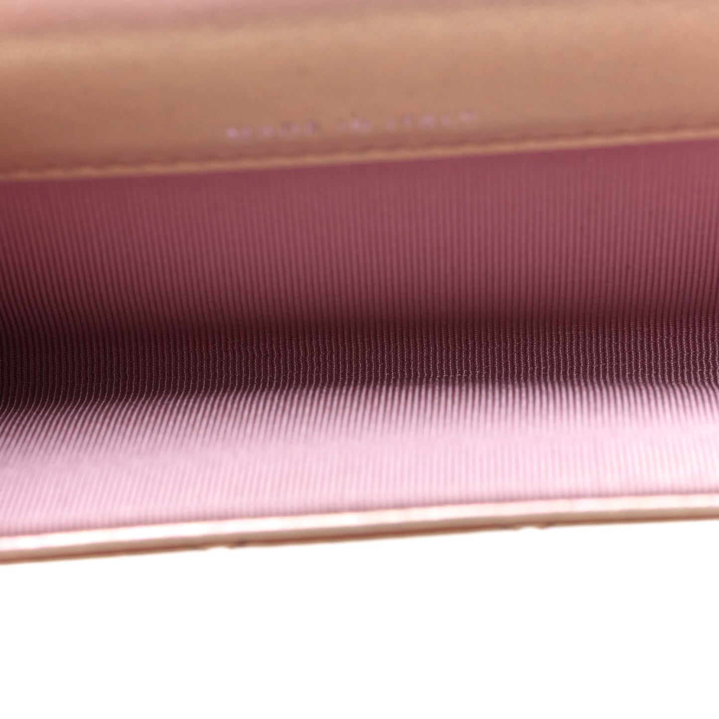 Iridescent Calfskin Quilted Flap Card Holder Wallet Pink