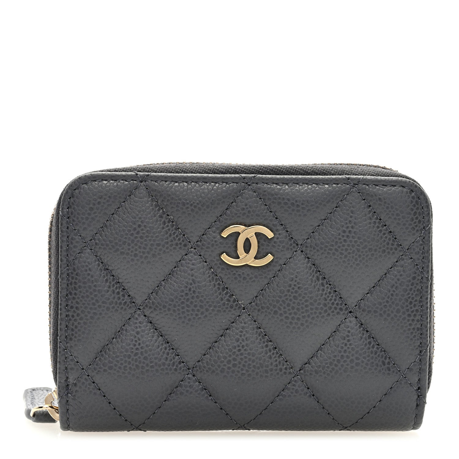 Chanel Caviar Quilted Zip Coin Purse Dark Grey 1 of 7