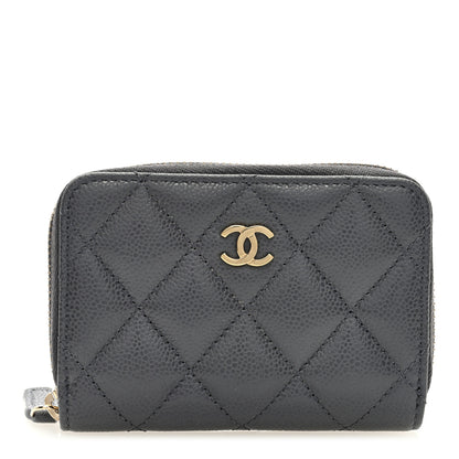 Chanel Caviar Quilted Zip Coin Purse Dark Grey 1 of 7