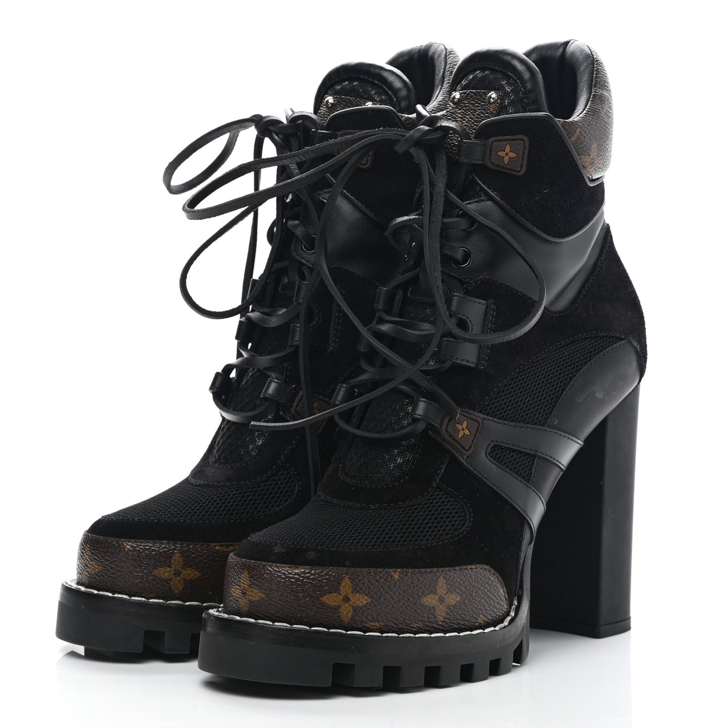 Suede Calfskin Monogram Star Trail Ankle Boots 39 Black
