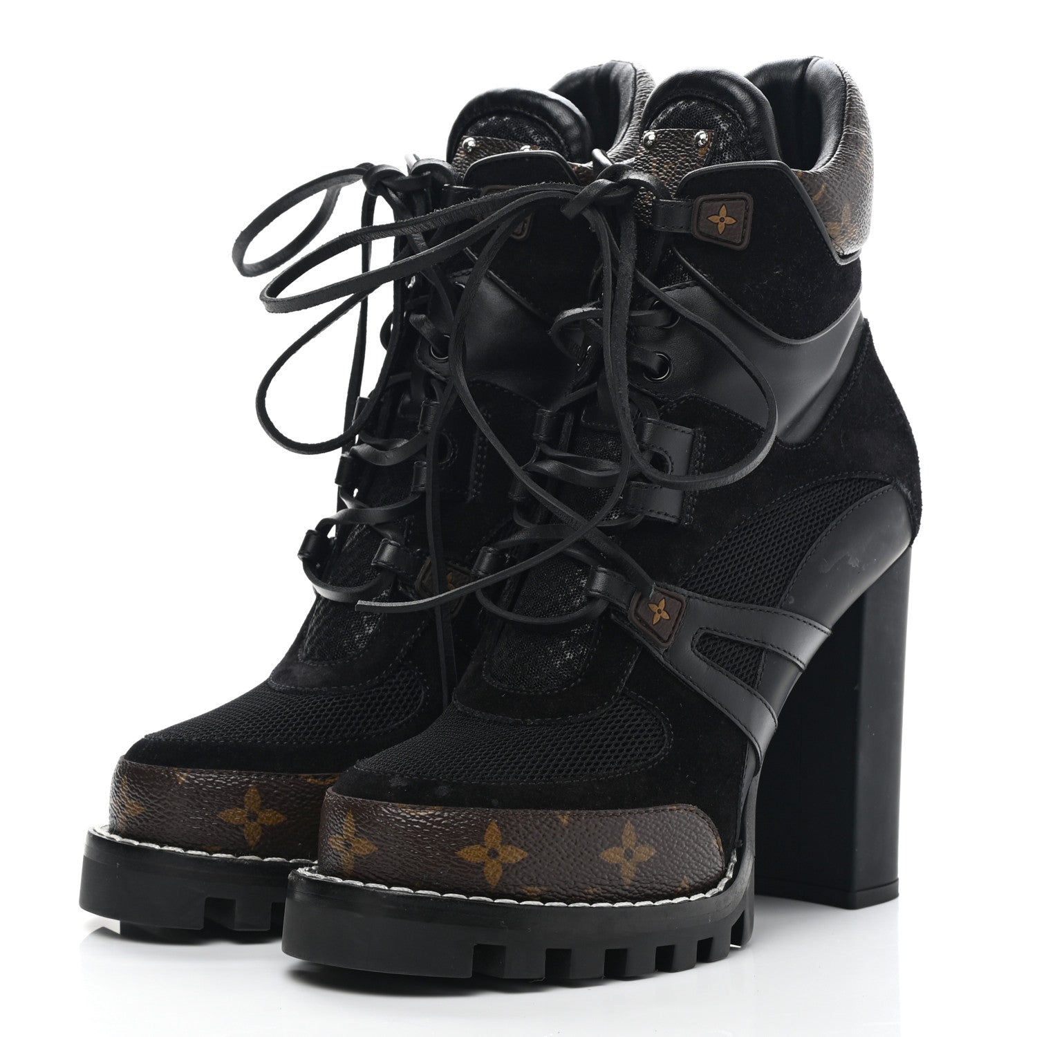 Louis Vuitton Suede Calfskin Monogram Star Trail Ankle Boots 39 Black 3 of 7